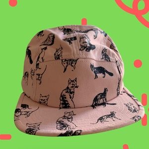 Pink cat print 5 panel hat